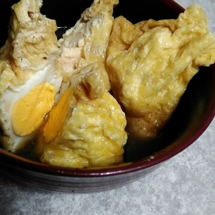 おいしい!鶏肉と卵の巾着煮